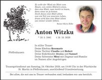 Traueranzeige Anton Witzku