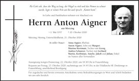 Traueranzeige Anton Aigner