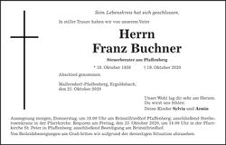 Traueranzeige Franz Buchner