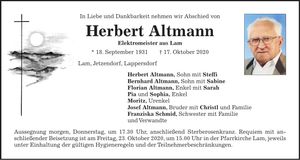 Traueranzeige Herbert Altmann