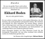 Traueranzeige Ekhard Boden