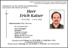 Traueranzeige Erich Kaiser