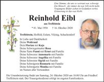 Traueranzeige Reinhold Eibl