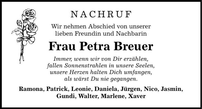 Traueranzeige Petra Breuer