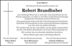 Traueranzeige Robert Brandhuber