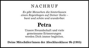 Traueranzeige Petra Breuer