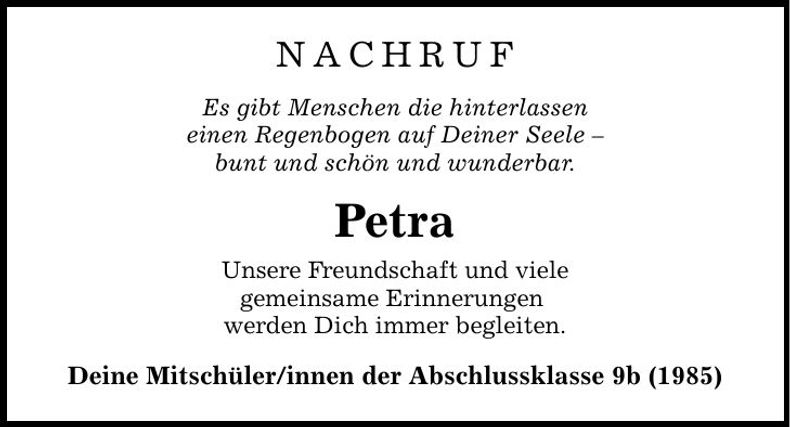 Traueranzeige Petra Breuer