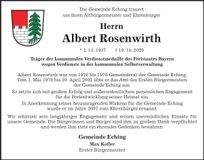Traueranzeige Albert Rosenwirth