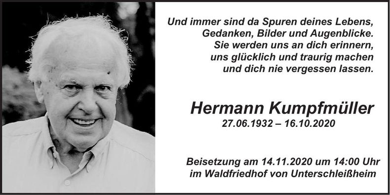 Traueranzeige Hermann Kumpfmüller