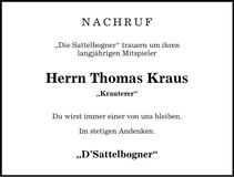 Traueranzeige Thomas Kraus