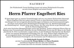 Traueranzeige Engelbert Ries
