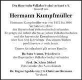 Traueranzeige Hermann Kumpfmüller