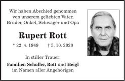Traueranzeige Rupert Rott