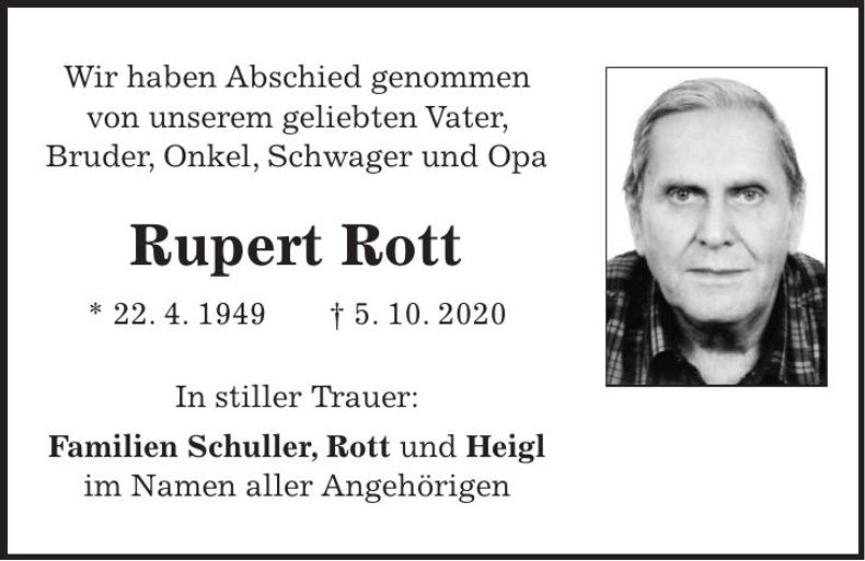 Traueranzeige Rupert Rott