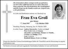 Traueranzeige Eva Groß