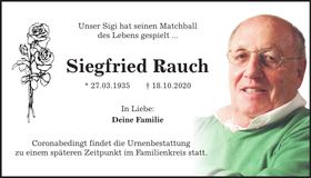 Traueranzeige Siegried Rauch