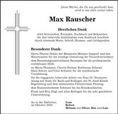 Traueranzeige Max Rauscher