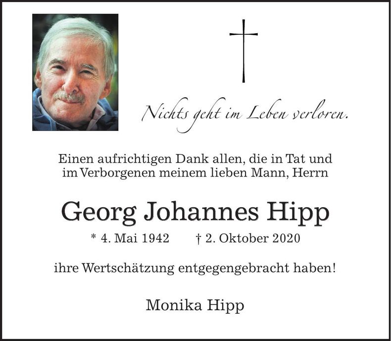 Traueranzeige Georg Johannes Hipp