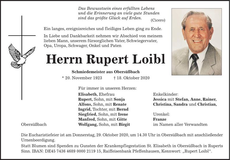 Traueranzeige Rupert Loibl