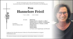 Traueranzeige Hannelore Feistl