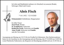 Traueranzeige Alois Fisch