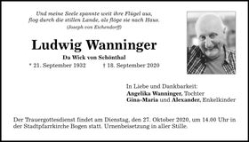 Traueranzeige Ludwig Wanninger