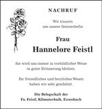 Traueranzeige Hannelore Feistl