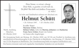 Traueranzeige Helmut Schütt
