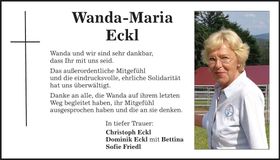 Traueranzeige Wanda-Maria Eckl