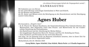 Traueranzeige Agnes Huber