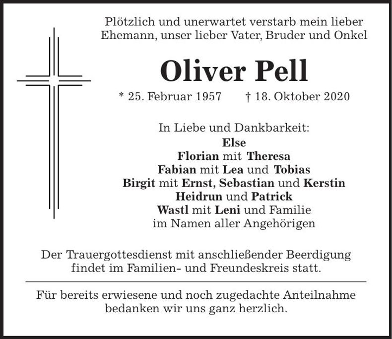 Traueranzeige Oliver Pell