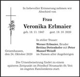 Traueranzeige Veronika Erlmaier