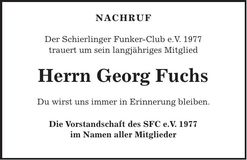 Traueranzeige Georg Fuchs