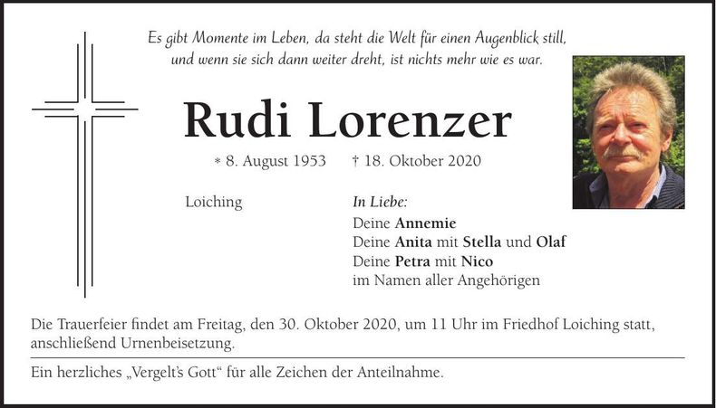 Traueranzeige Rudi Lorenzer