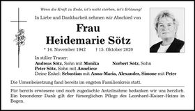 Traueranzeige Heidemarie Sötz