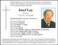 Traueranzeige Josef Loy