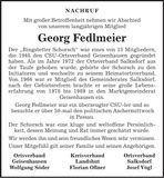 Traueranzeige Georg Fedlmeier