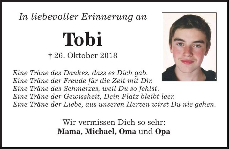 Traueranzeige Tobi Gierl