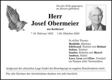 Traueranzeige Josef Obermeier