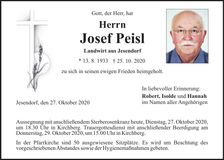 Traueranzeige Josef Peisl