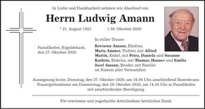 Traueranzeige Ludwig Amann