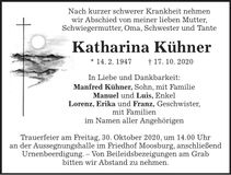 Traueranzeige Katharina Kühner