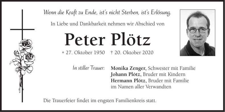 Traueranzeige Peter Plötz