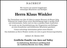 Traueranzeige Klaus Winkler
