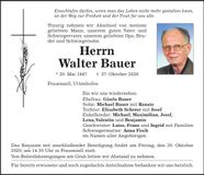 Traueranzeige Walter Bauer