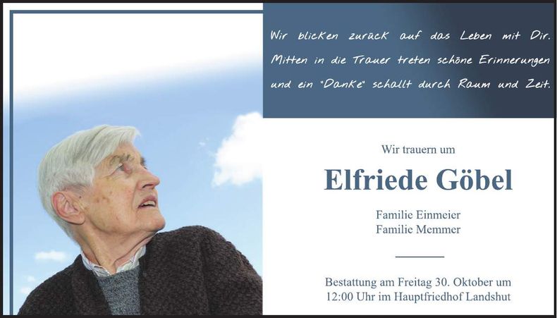 Traueranzeige Elfriede Göbel