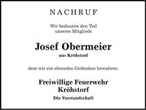 Traueranzeige Josef Obermeier