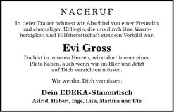 Traueranzeige Evi Gross