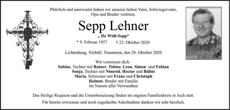 Traueranzeige Sepp Lehner
