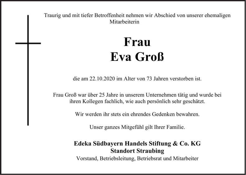 Traueranzeige Eva Groß